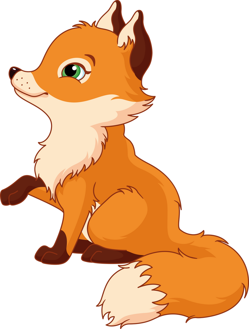 Cartoon Illustration of Fox Cub