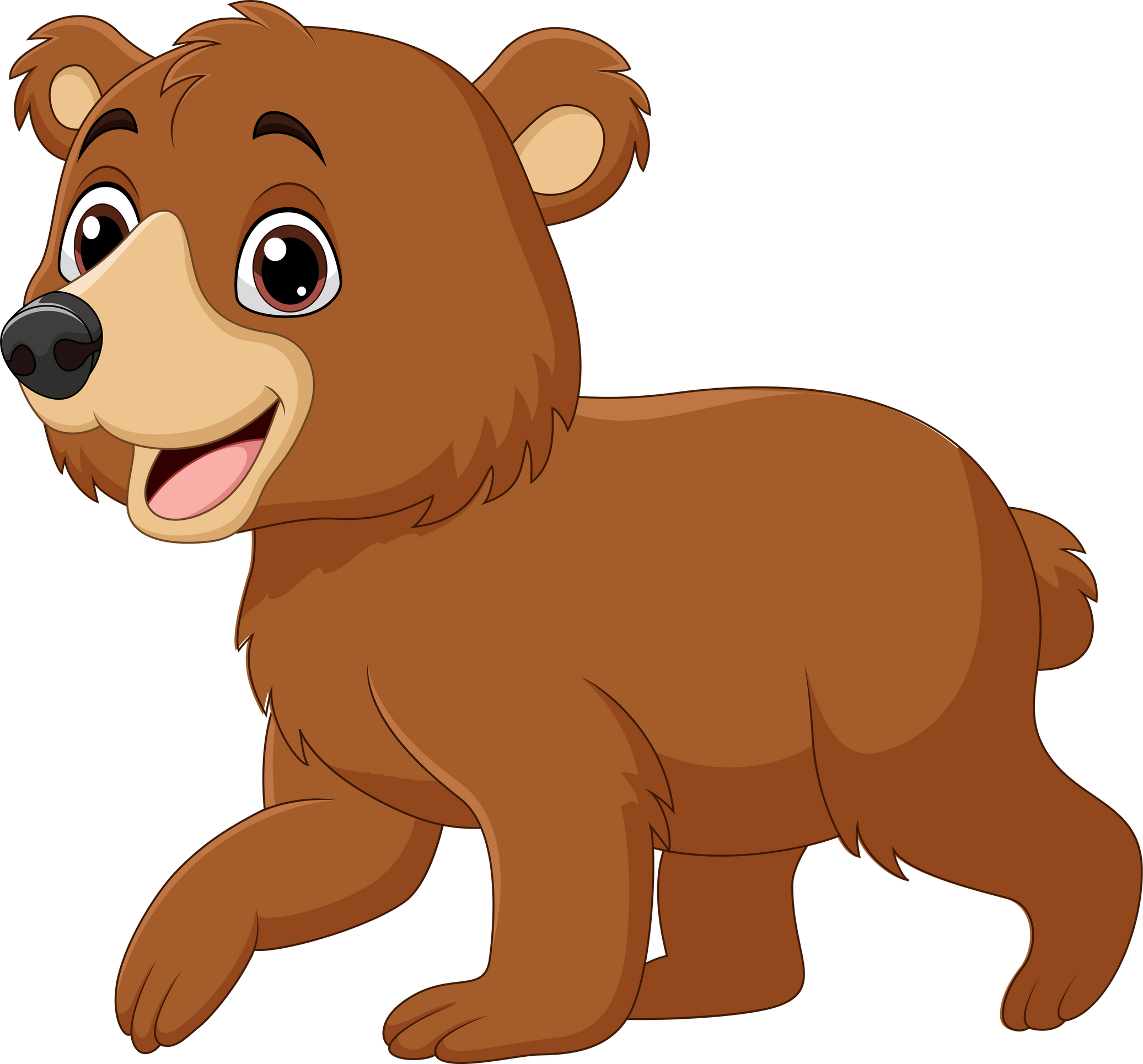 Vector cartoon funny brown bear